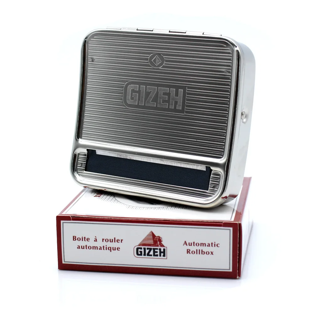 gizeh cigarette machine New Arrival Gizeh 70mm Metal Automatic Pyramid Cigarette Tobacco Smoking  Rolling Machine Roller Box
