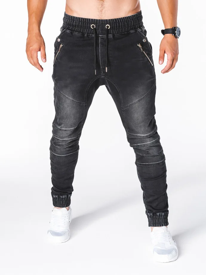 Hot-Selling European and American Men's Mid Waist Washed Denim Casual Pencil Pants
