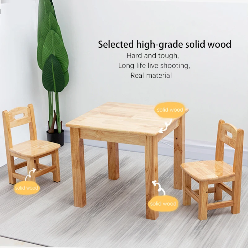 Стол и стулья для детского сада Деревянный Маленький квадратный стол из массива дерева комбинированный детский игрушечный
