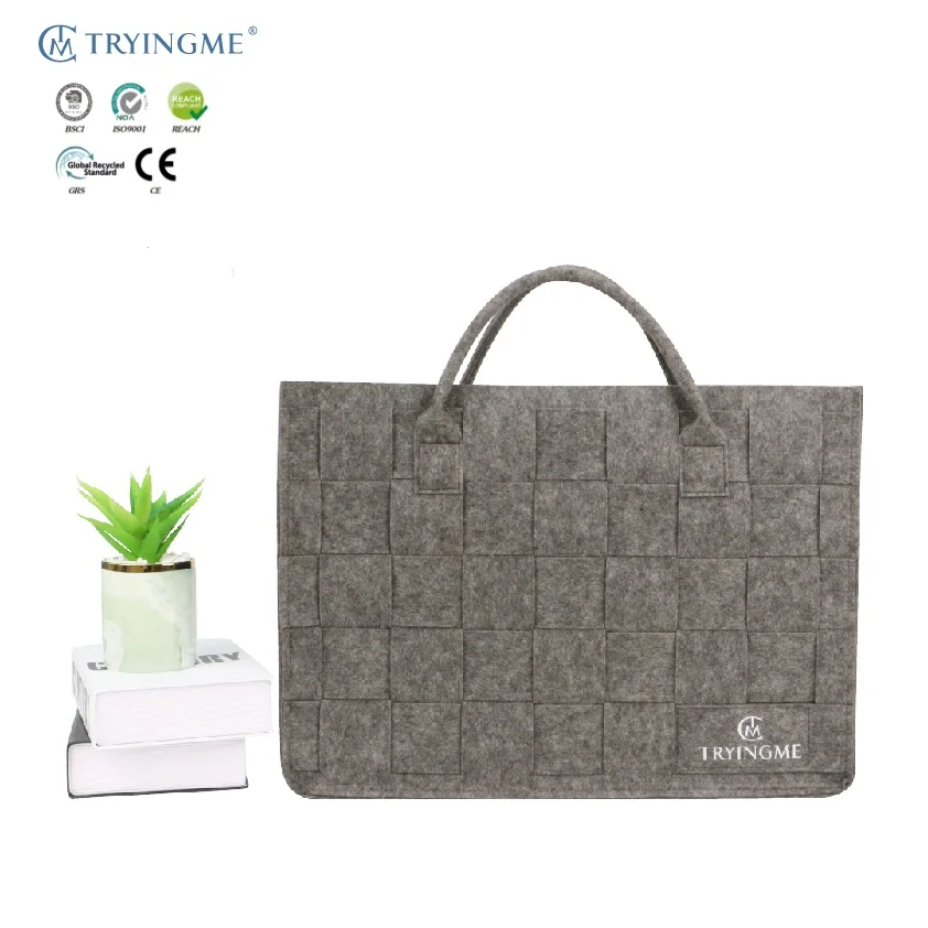 Women's 2025 Designer Large Capacity Open Fashion Felt Shopping Handbag Custom Decoration Luxury Casual Latest Felt Bag