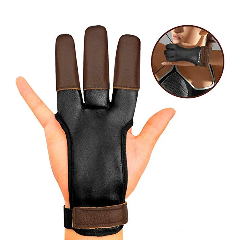 Archery Finger Guard Glove Tab Protection Gear Pad for Bow Shooting Microfiber 