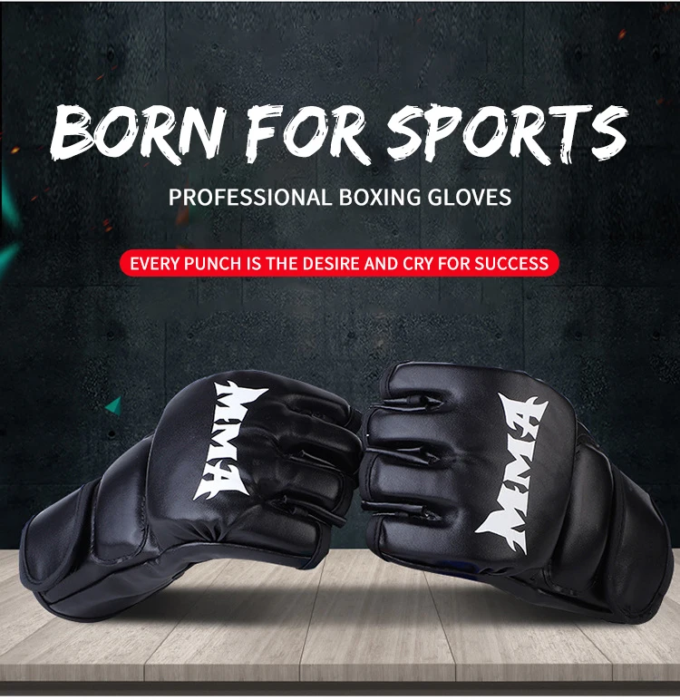 Fingerless Mma Boxing Gloves Ufc Sanda Thickened Adult Sport Gloves