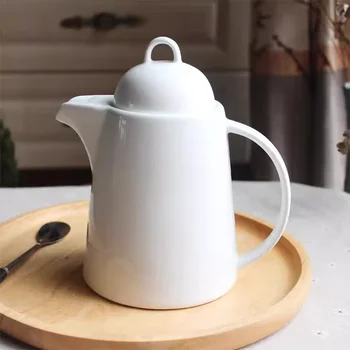 Black teapot ceramic coffee teapot milk plain white simple restaurant milk teapot with lid family health pot