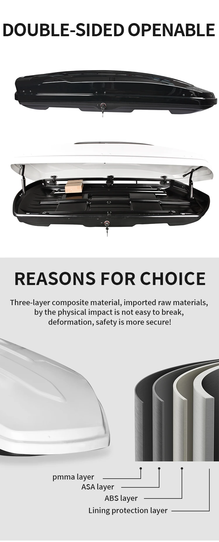 Custom OEM 500L Roof Top Luggage Cargo Carrier Box for Off-Road Vehicles for Toyota and BMW Made From Durable ABS Material details