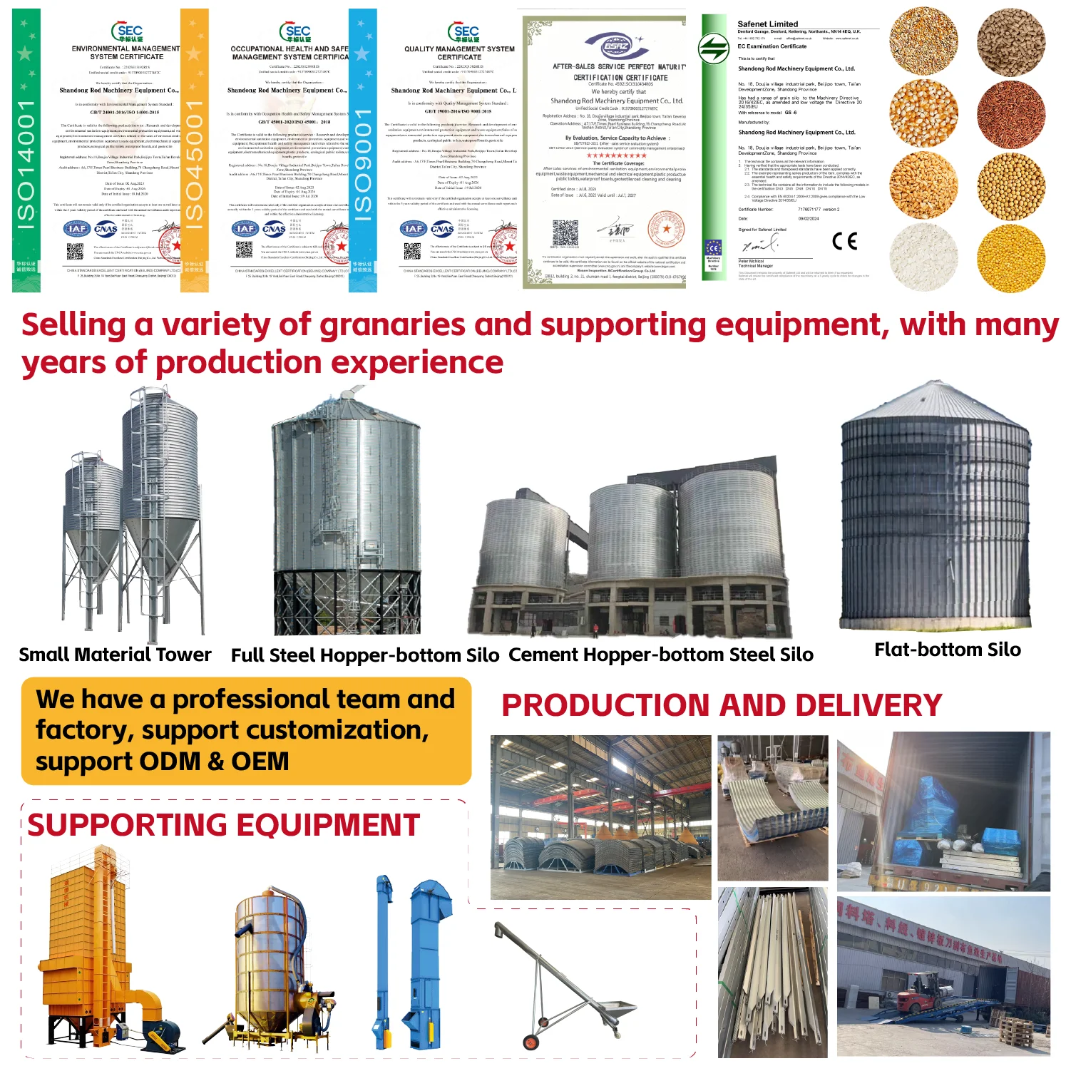 SDROD Customized Automatic Galvanized Steel Silo Poultry Equipment System for Farm Livestock Grain Maize Storage Warehouse