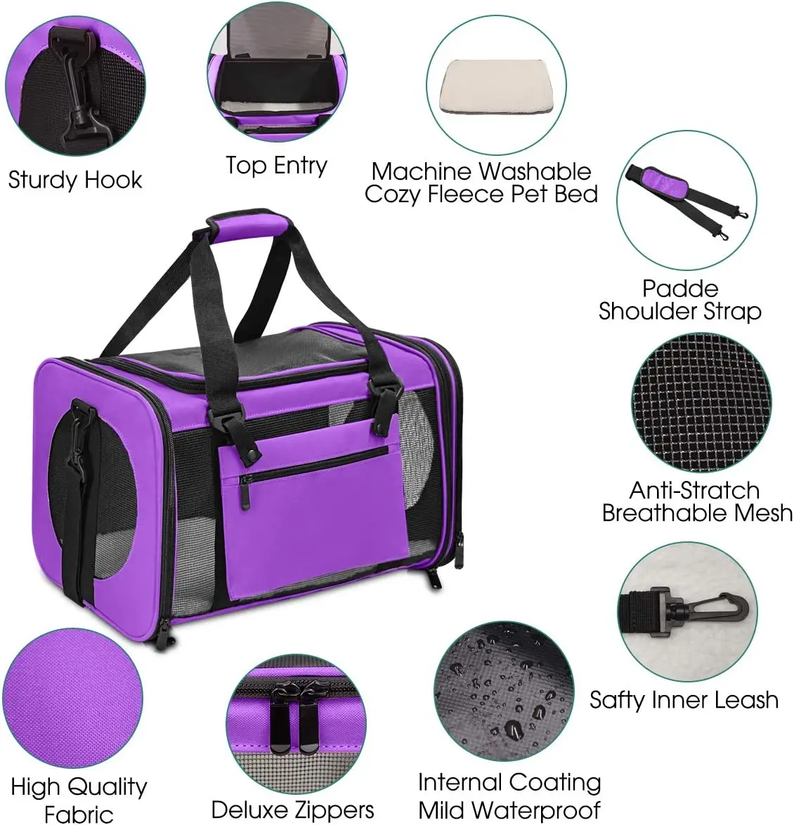 Custom Size Polyester Airline Approved Pet Carrier Backpack Comfort Pet