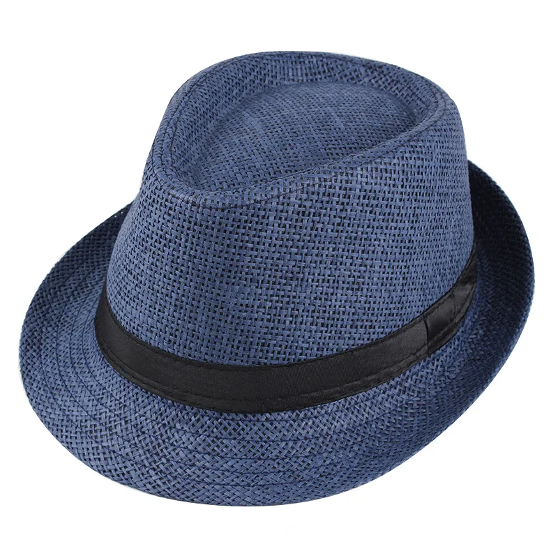Straw Fedora Hat Summer Sun Protection Mens Paper Hats Cuban Straw Hat
