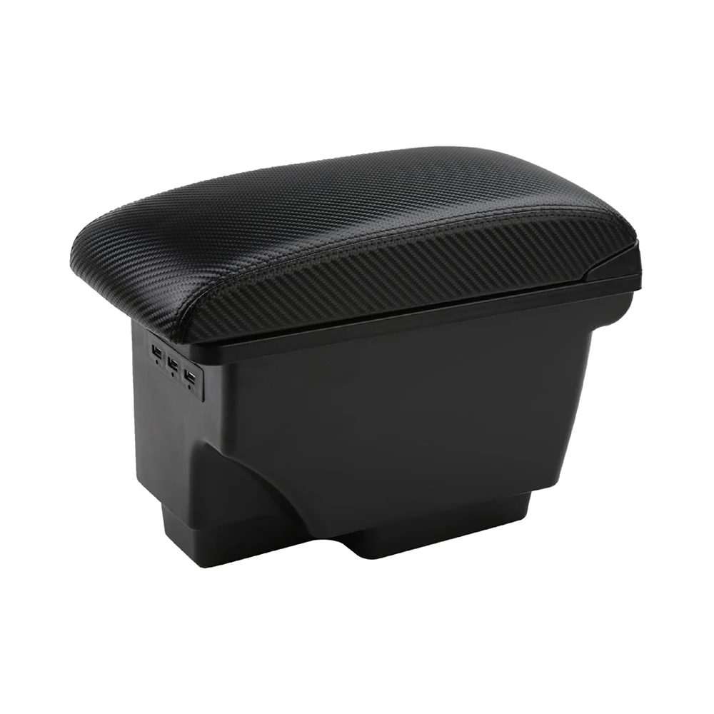 Tiypeor Black Color Leather/Microfiber Car Center Console Armrest Box for Armrests Storage Box with USB Port