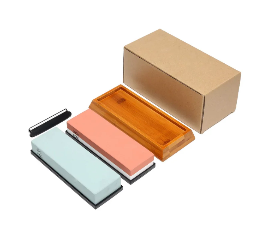 Premium Japanese Whetstone Knife Sharpening Stone Set 2in1 Sharpening Stones 400/1000 3000/
