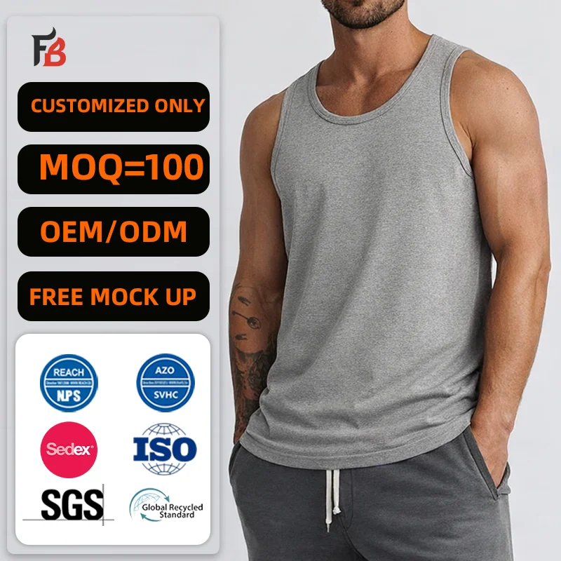 Manufacture Wholesale Custom 100% Cotton Plus Size Men Sublimation Fitness tank Top