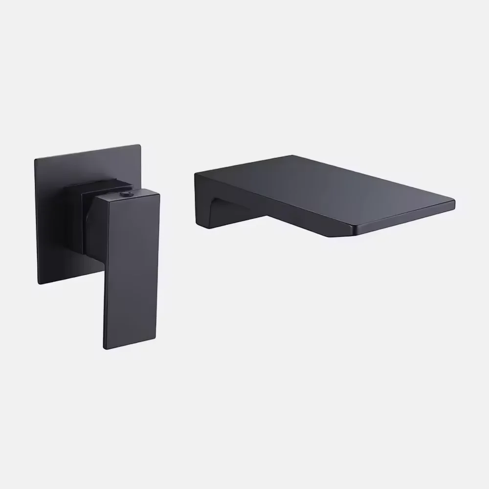 High Quality Hot Sales Solid Brass Tap Matt Black Finished Wall Mounted Hot and Cold Basin Mixer Faucet with Single Handle