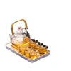 1L bamboo handle teapot + 6 cups + 1 tea tray