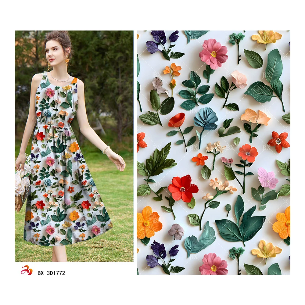 Высококачественная цифровая печать 30s вискозная ткань тканая Цветочная пряжа для платья