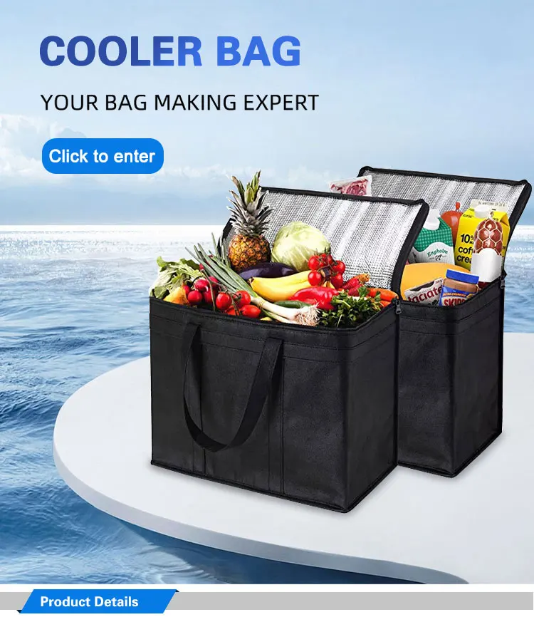 White Canvas Insulated Leakproof Logo Lunch Cooler Tote Bag For ...