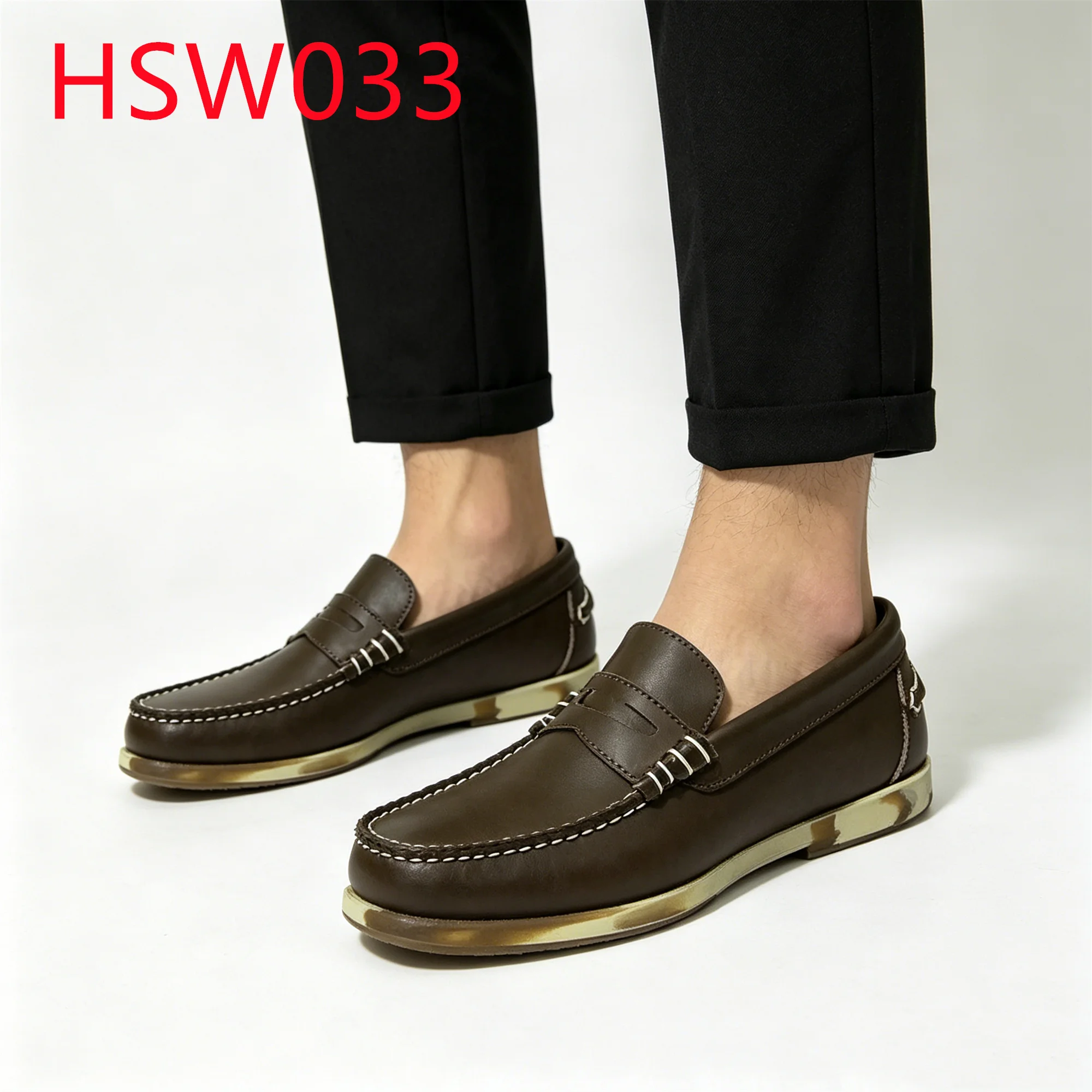 ZYF,Polished Appearance Multi Colors Rubber Sole Boat Shoes Personal Leisure Full Leather Hand Stitching Penny Shoes HSW033
