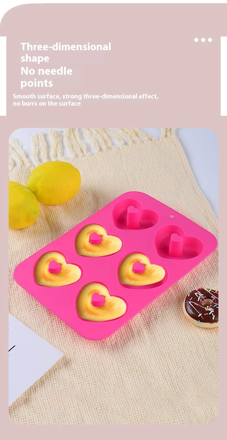 Heart-Shaped Donut Mold Food Grade Silicone Baking Pan for Cookie Rice Cake Spot Cake Cake Tools supplier