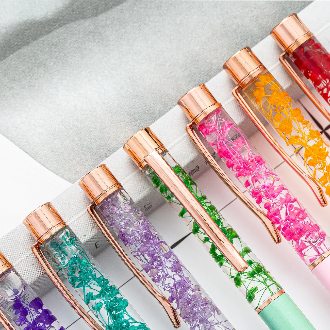 P5027 Custom Ballpoint Pen 1.0mm DIY Dry Flower Wholesome Aluminum Promotion Advertising Office Gift Ballpoint Pen Custom