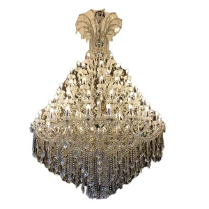 Modern Minimalist European Crystal Chandelier for Hotels Clubs Halls Middle Glass Living Room Villas Elegant Pendant Lights