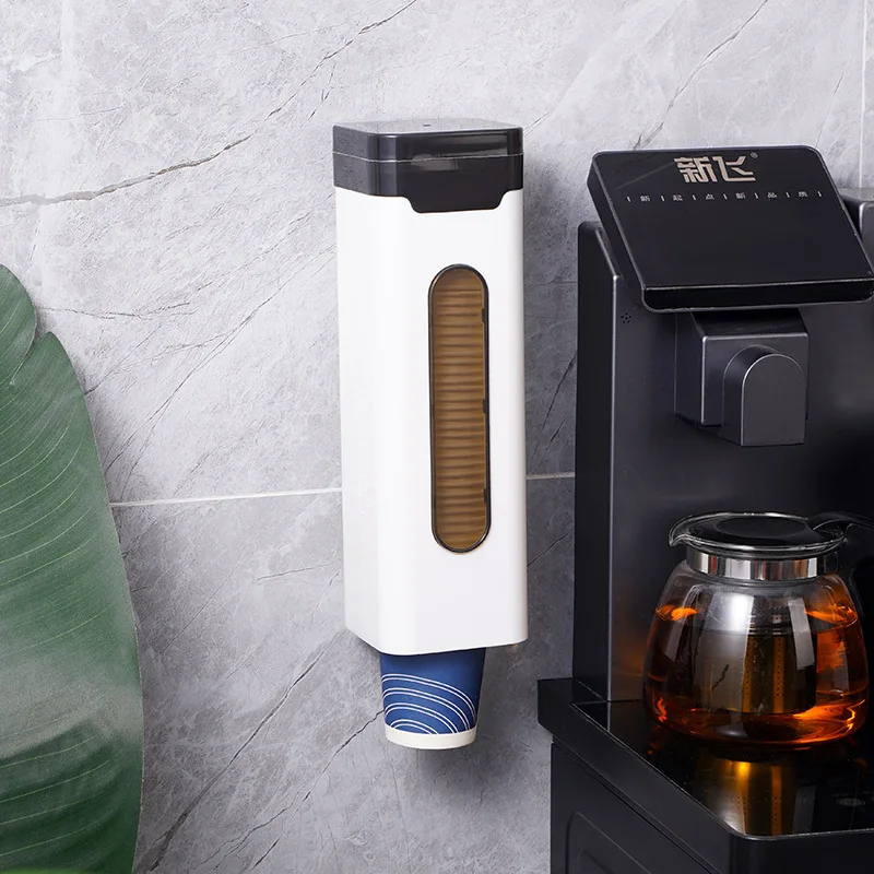 Disposable Plastic Punch-Free Wall-Mounted Paper Cup Holder with Individually Packaged Storage