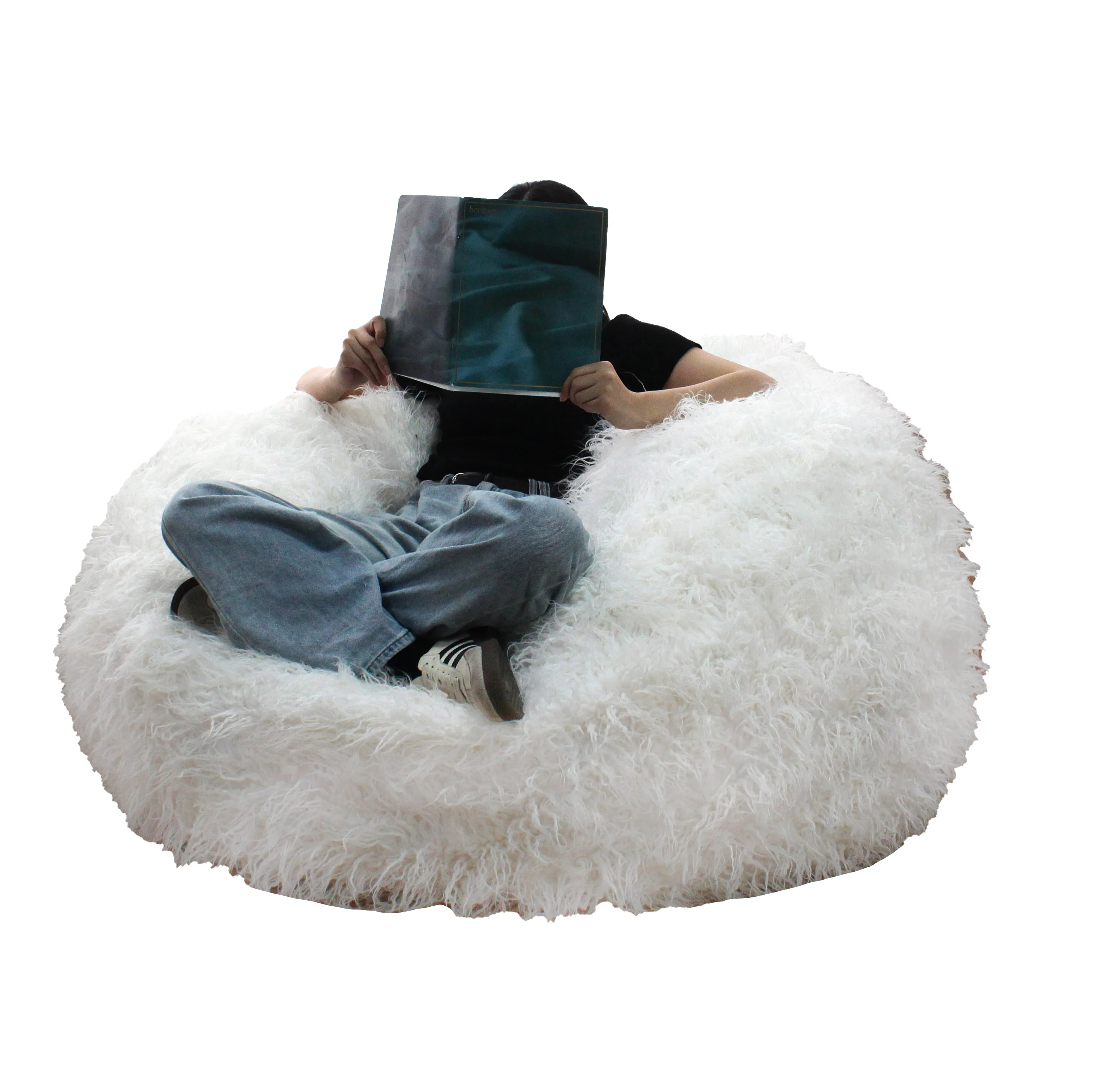 Giant Size Faux Fur Shredded Foam Bean Bag Shredded Foam Chair Large Lazy Sofa Chair For Living