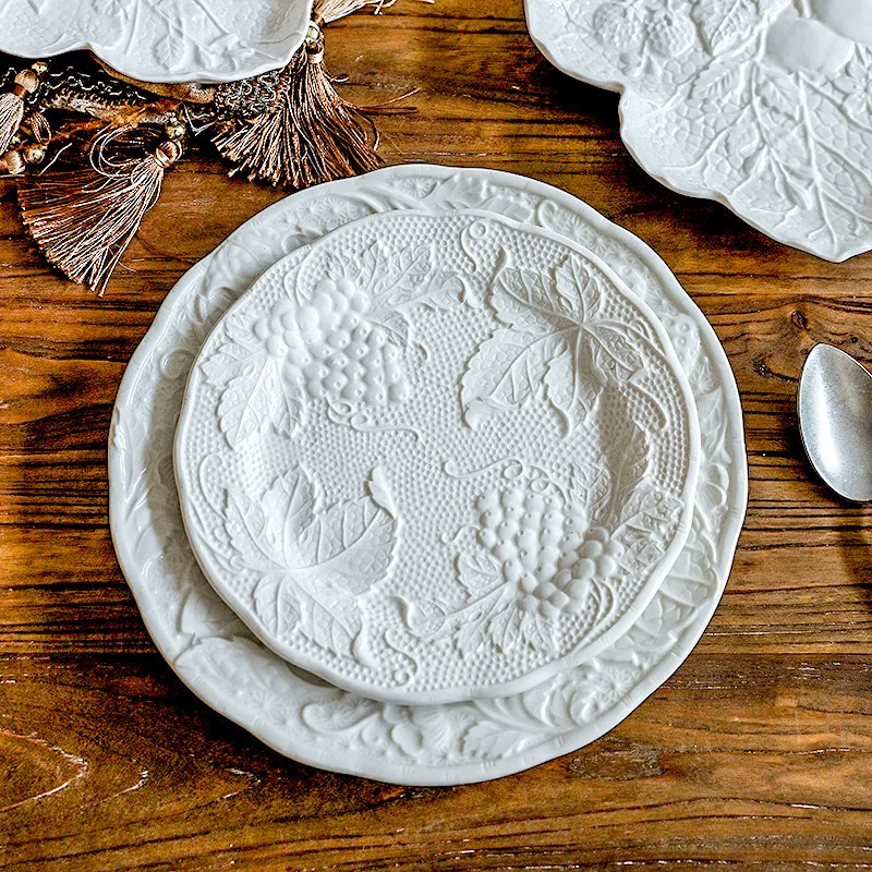 Franças plat ovale vntage, perre de fer blanche, plat rôt, plat d