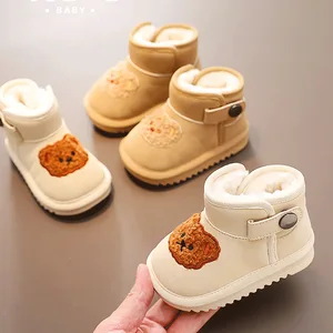 Cute Fluffy Children Shoes for Boys Wholesale Toddler Soft Winter Baby Footwear Fashion New Styles Cotton Little Kids Snow Boots