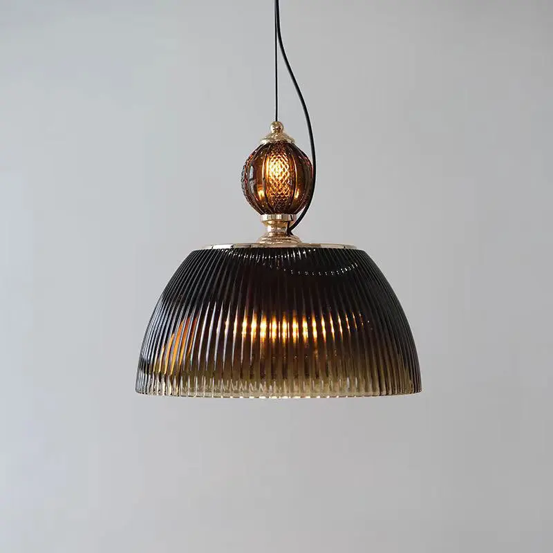 Design Glass Chandelier Literary Retro Bedroom Lamp E27 Brown Glass Pendant Lamp Tea Room Study Restaurant Balcony