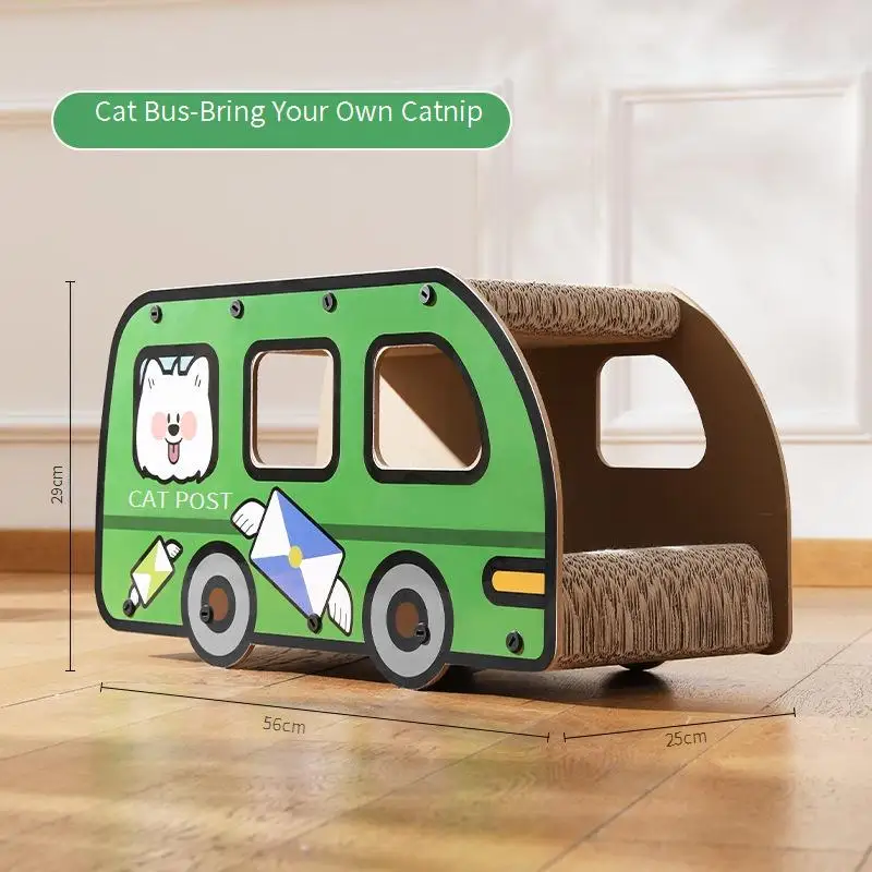 Assembled Post Cat House Corrugated Paper Cat Claw Board Truck Cartoon Style Pet Toy Wear-Resistant and High-Appearance