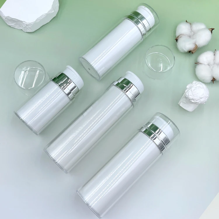 Skin care Packaging 50ml 80ml 100ml 120ml Aluminum Collar Airless Bottle Plastic Cosmetic Bottle