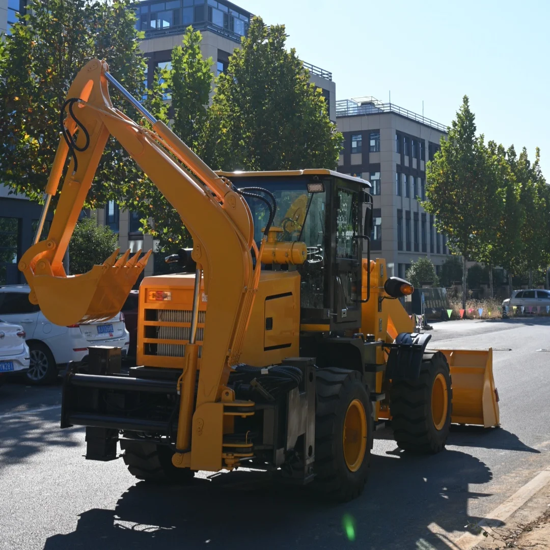 Compact Tractor Backhoe Loader with Front Loader & Hydraulic Breaker - 360-Degree Rotation, 3-Point Hitch, 6T Capacity
