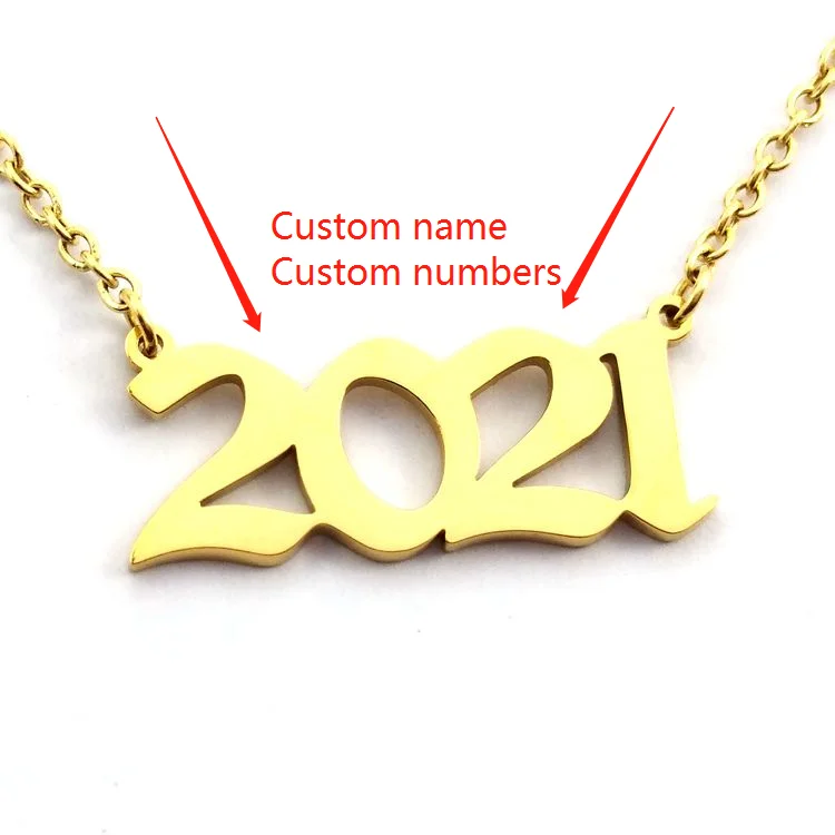 birth year number alphabet gold plated letter custom name initial jewelry necklace pendant,personalized stainless steel necklace
