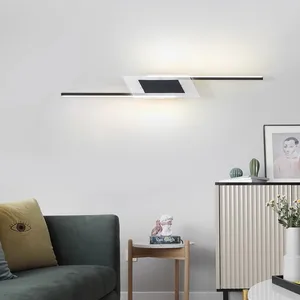 Modern Minimalist Black/Gold Iron Art Grille Wall Light for Bedroom Living Room LED Background Wall Decorative Bedside Lighting