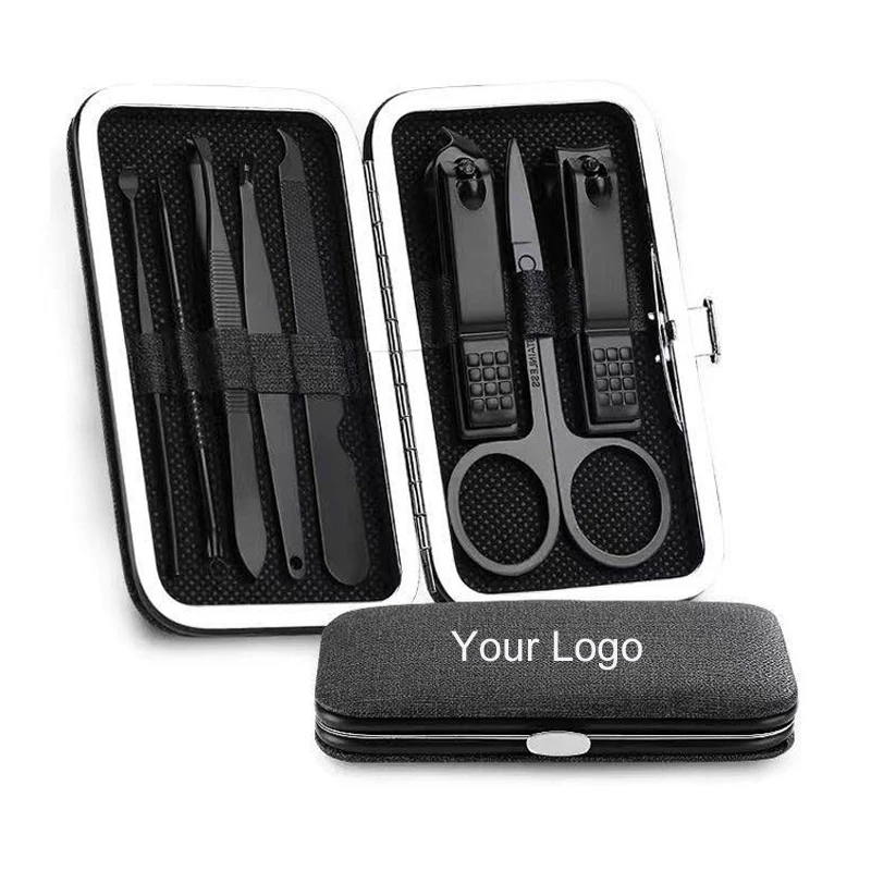 Custom Stainless Steel Nail Clippers Set 8pcs Professional Scissor Suit Box Trimmer Grooming Manicure Cutter Kits for