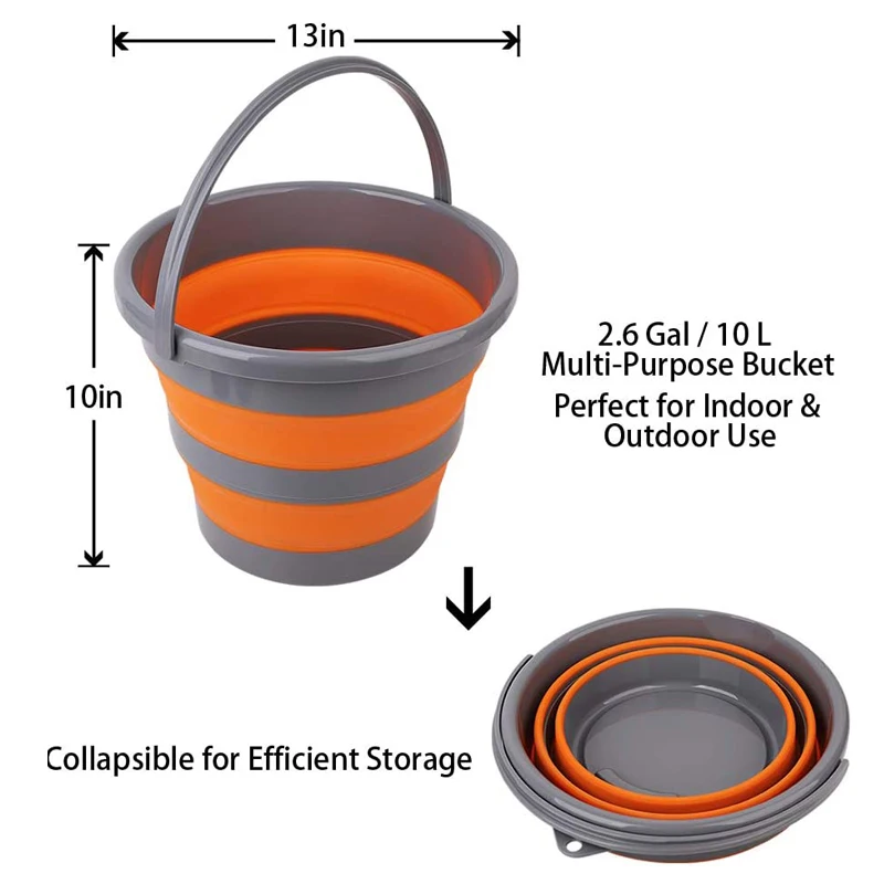 10l 2.6 Gallon Collapsible Bucket Clean Fish Camp Beach Outdoor Simple Carry Portable Water Ice
