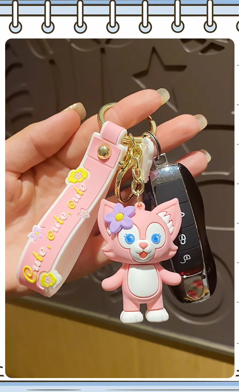 Cartoon Cute Lina Belle Car Keychain Soft Glue Pendant Pink Fox Couple Backpack Decoration Xinshu B176 Lingna Belle