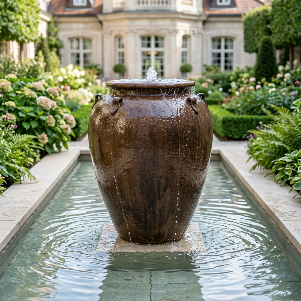 Rustic Terracotta Urn Vase Outdoor Garden Planter with Drainage Hole and 100 Capacity for Flower or Green Plant Decoration