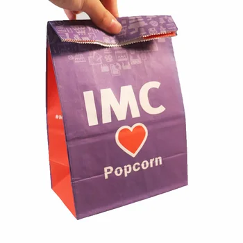 Custom colorful Paper Lunch Bags Biodegradable Grease Resistant Waxed Bakery Paper Bags for Snacks Sandwich Popcorn candies