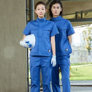 Summer Lightweight Breathable Team Work Suit Workshop Maintenance Worker Driver Jacket Pants Suit Work Uniform