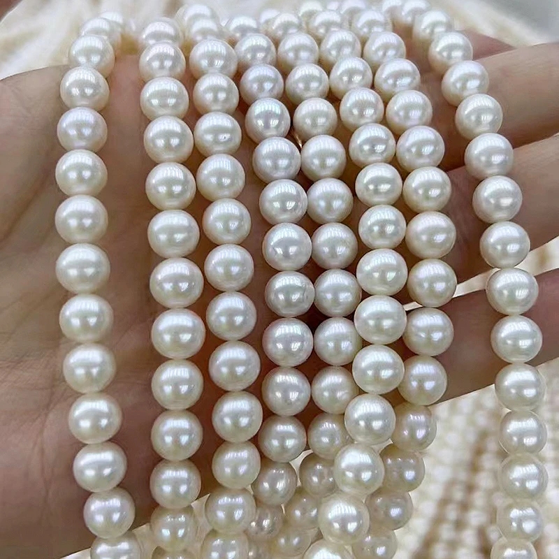 Zhuji China Natural Round 1A -6A White Pearl String Factory Price Freshwater Pearl String Women's
