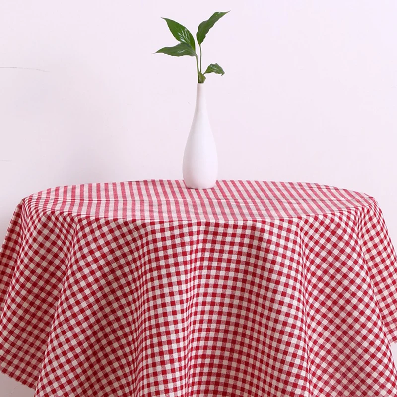 European Style Table Cloth Simple Design Cotton and Linen Tablecloth Rectangle Linen Cloth White Striped Checkered Tablecloth