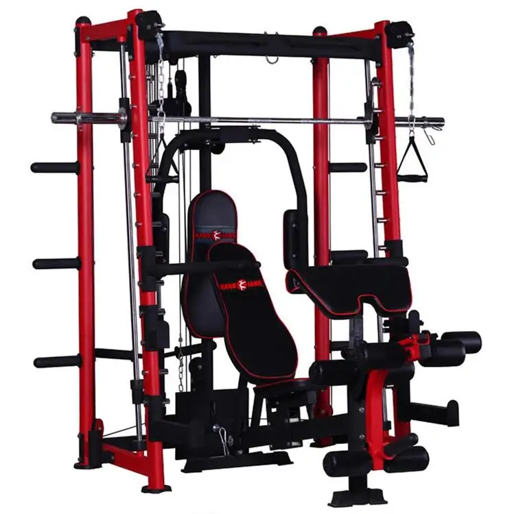 Gym Multi Functional Trainer Smith Machine 2021 Cross Fitness Home Steel  Unisex Modern Exercise Muscle MFS-001 Wokeao