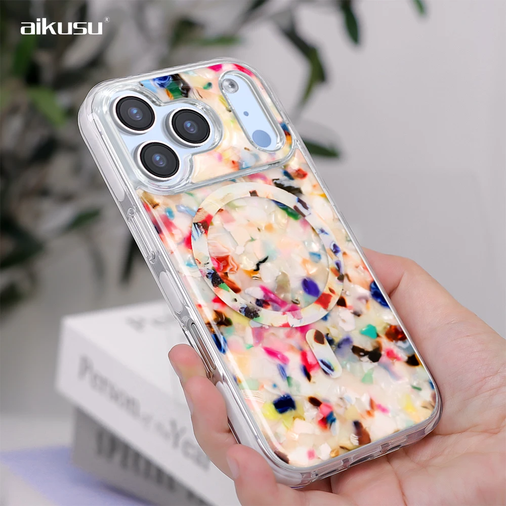 Aikusu Raspberry Rainbow Tortoise Shell Cute Fancy Cue Cell Mobile Phone Bags Case Cover for IPhone 17 16 15 14 13 12 Pro Max