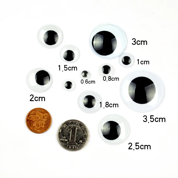 Wholesale 20,000 Pcs 6mm Black Wiggle Googly Eyes with Self