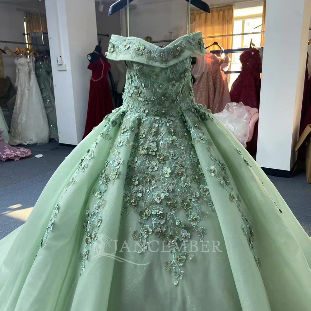 Luxury Sage Green Quinceanera Dresses Shiny Flowers Lace Birthday Party Prom Ball Gown Vestidos De 15 Anos Corset Lsany23-1 Luxury Sage Green Quinceanera Dresses Shiny Flowers Lace Birthday Party Prom Ball Gown Vestidos De 15 Anos Corset Lsany23-1