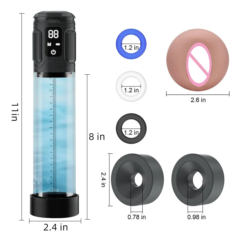 Waterproof Automatic Suction Cock Pump Devices Electric Male Enhancement Water Penis Pump with Penis Rings and Mini Pocket Pussy