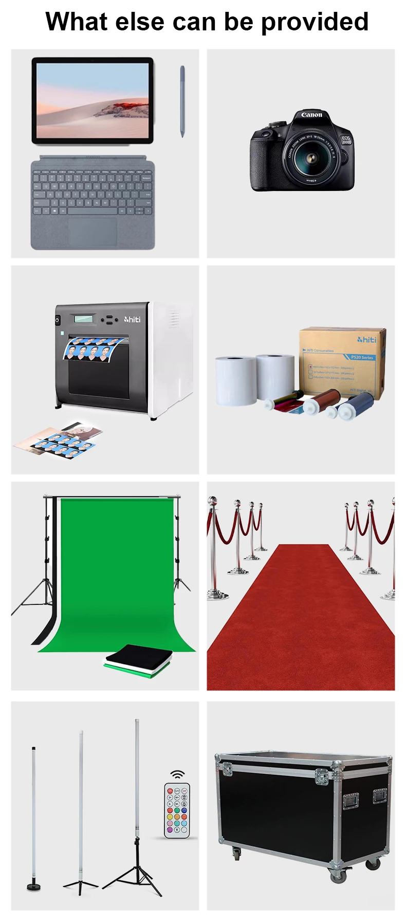 Portable Photo Booth With 12.3 Inch Surface Pro Touch Screen Photobooth Camera Printer Led Light