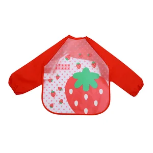 Kid Girl Boy Polyester Waterproof Long Sleeve Feeding Eating Apron Cute Toddler Bib for Baby