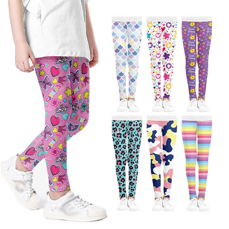 Wholesale Custom Christmas Little Girl Leggings Children Cartoon Floral