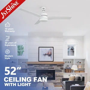 1stshine Ceiling Fan Bedroom DC Motor MDF Blade Easy Clean Smart APP White Ceiling Fan with Light