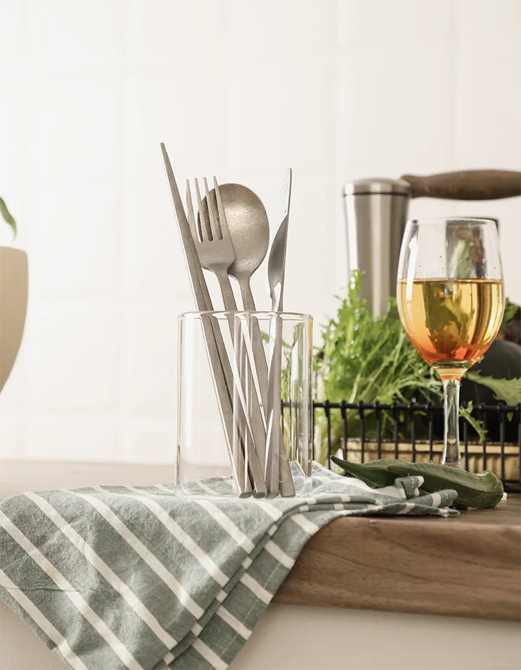 Retro Style Snowflake Gray High Quality Hotel Canteen Camping Stainless Steel Knife Coffee Serve Spoon and Fork Flatware Set